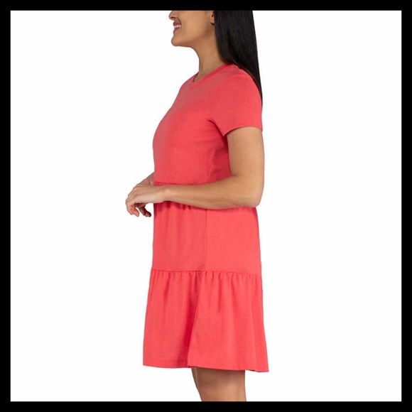 NICOLE MILLER Tiered Dress Spiced Coral - Picture 3 of 5